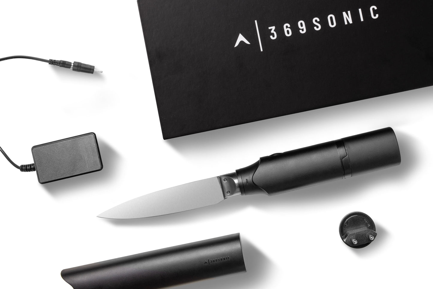 369Sonic Cuchillo de cocina ultrasónico 70 W - Juego Premium con base de carga inalámbrica